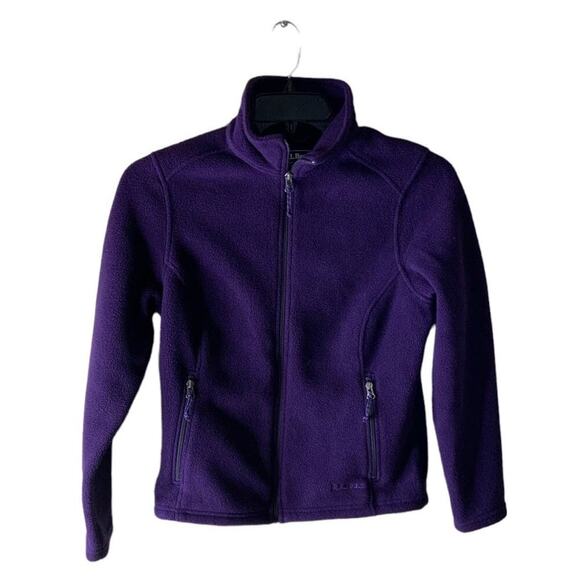 L.L. Bean Purple Fleece Jacket XS Petite Long Sleeve Full Zip Embroidered Purple - Picture 1 of 7